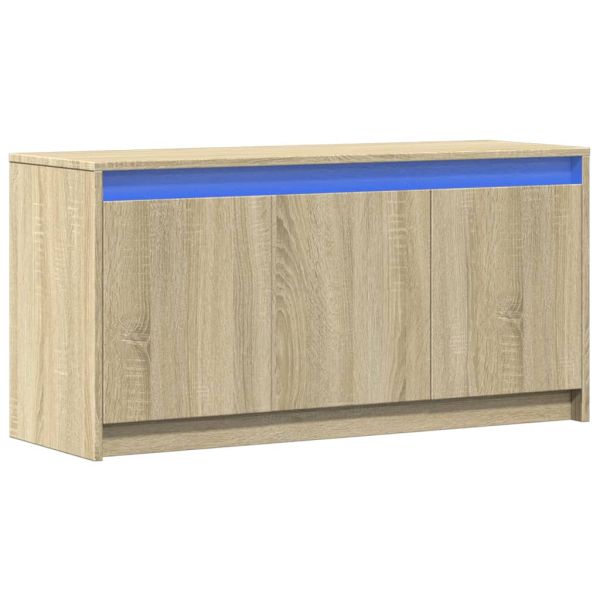 ТВ шкаф с LED, сонома дъб, 100x34x50 см, инженерно дърво