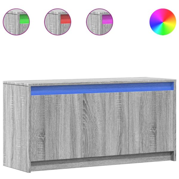 ТВ шкаф с LED, сив сонома, 100x34x50 см, инженерно дърво