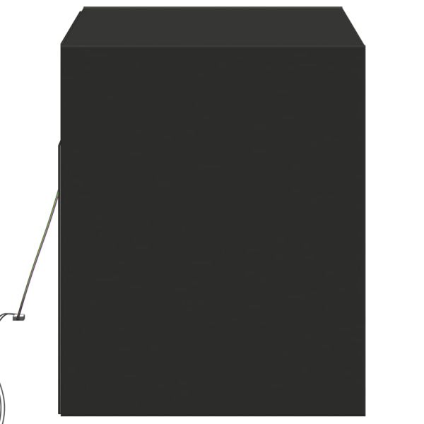 Стенен ТВ шкаф с LED осветление, черен, 100x31x38 см