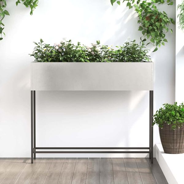 Повдигната градинска саксия Сребрист 100 x 26 x 82 см