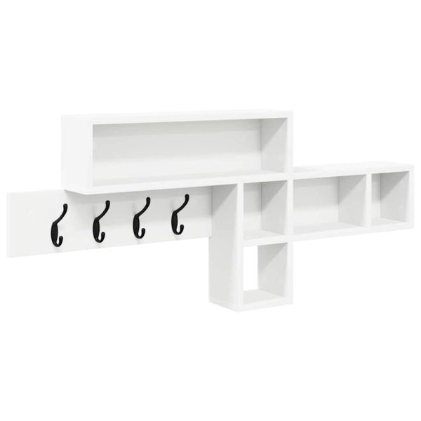 Стенен закачалка за палта с рафт Бяло 100 x 12 x 43,5 см