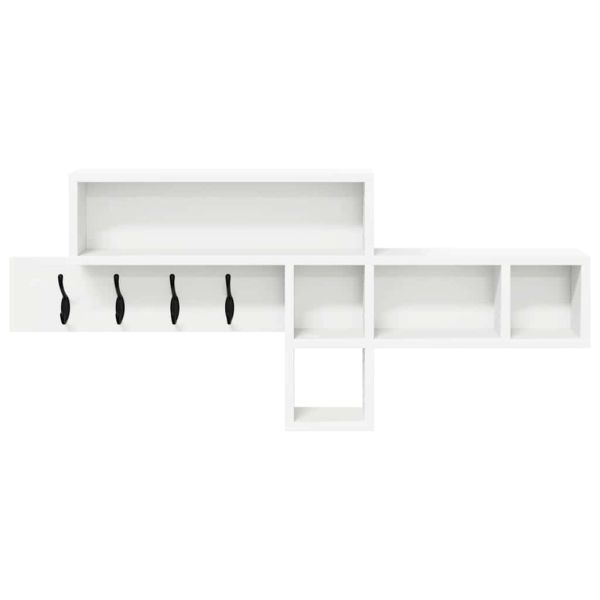 Стенен закачалка за палта с рафт Бяло 100 x 12 x 43,5 см