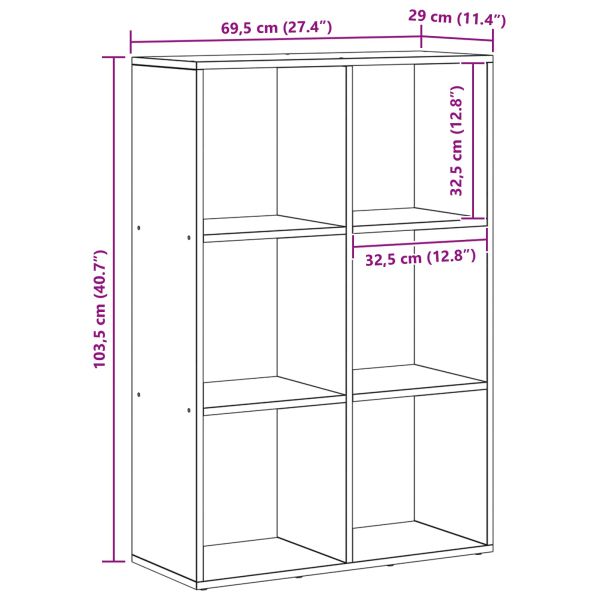 Шкаф за книги Черния дъб 69,5 x 29 x 103,5 см Инженерно дърво