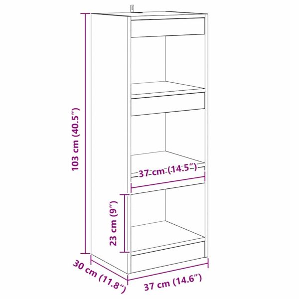 Шкаф за книги дъб артизан 37 x 30 x 103 см Инженерно дърво