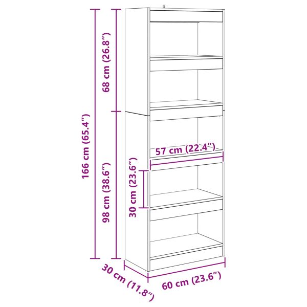 Шкаф за книги Старо дърво 60 x 30 x 166 см Инженерно дърво