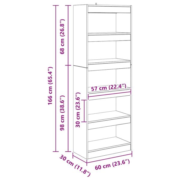 Шкаф за книги дъб артизан 60 x 30 x 166 см Инженерно дърво