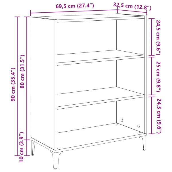 Служебен шкаф Дъб 69,5 x 32,5 x 90 см Инженерно дърво