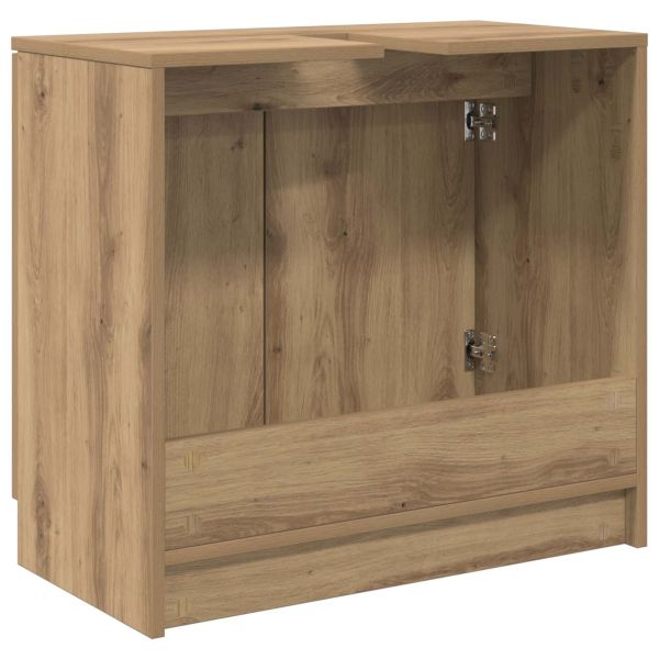 Шкаф за баня с врата Дъб 64,5 x 33,5 x 59 см Инженерно дърво