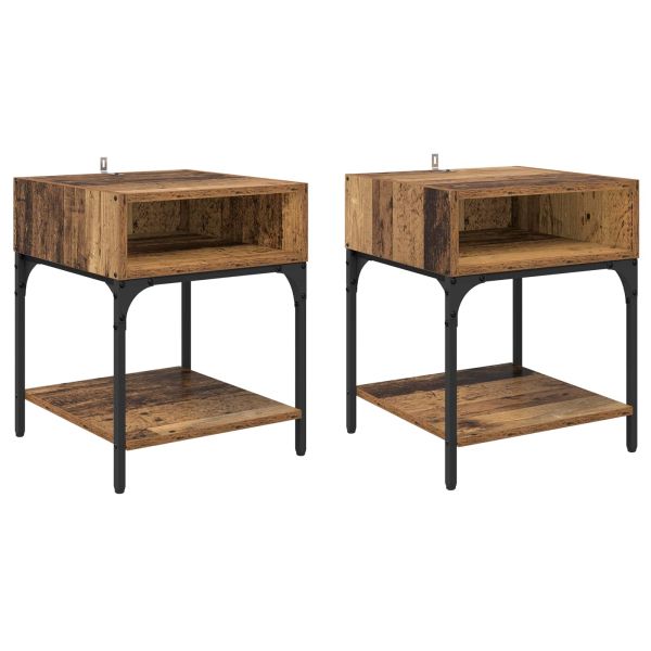 Нощно шкафче 2 pcs Старо дърво 40 x 40 x 50 cm Инженерно дърво