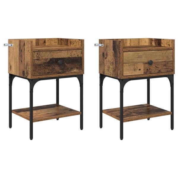 Нощно шкафче 2 pcs Старо дърво 40 x 29 x 60 см Инженерно дърво