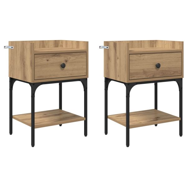 Нощно шкафче 2 pcs Дъб 40 x 29 x 60 см Инженерно дърво