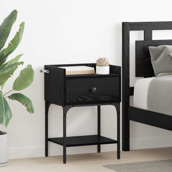Нощно шкафче 2 pcs Черния дъб 40 x 29 x 60 см Инженерно дърво