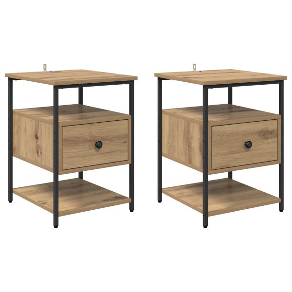 Нощен шкаф с чекмедже 2 pcs Дъб 40 x 42 x 56 см Инженерно дърво