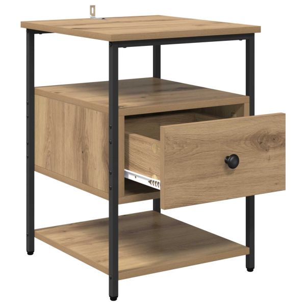 Нощен шкаф с чекмедже 2 pcs Дъб 40 x 42 x 56 см Инженерно дърво