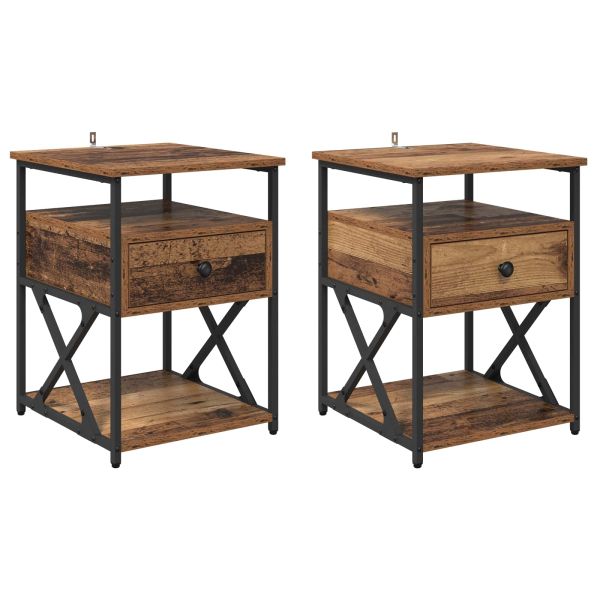 Нощен шкаф 2 pcs Старо дърво 40 x 42 x 55 см Инженерно дърво