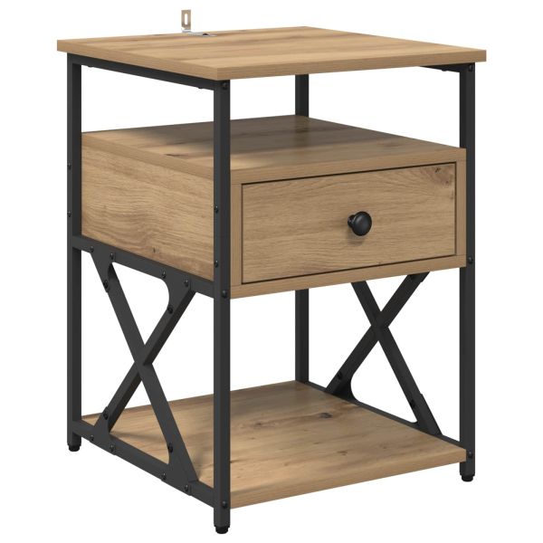 Нощен шкаф с чекмедже 2 pcs Дъб 40 x 42 x 55 см Инженерно дърво