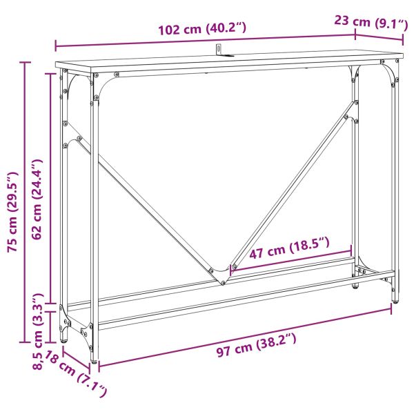 Конзолна маса Дъб 102 x 23 x 75 см Инженерно дърво