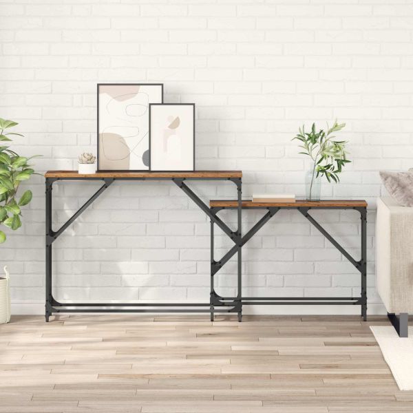 Конзолна маса 2 pcs Старо дърво 100 x 28 x 75 см