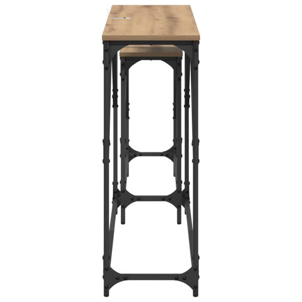 Конзолна маса 2 pcs Дъб 100 x 28 x 75 см Инженерно дърво
