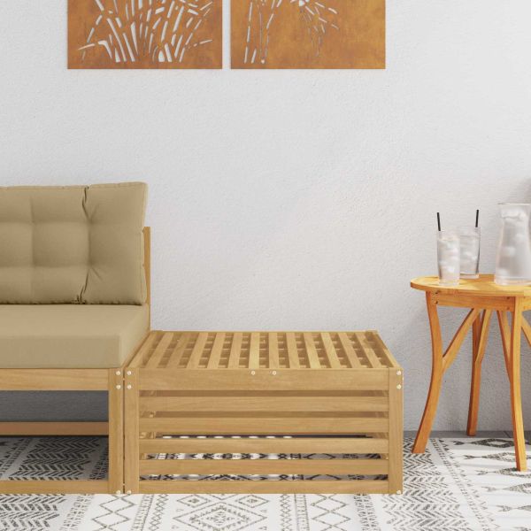 Външна табуретка Солидно акациево дърво Бяло 79 x 79 x 37 см