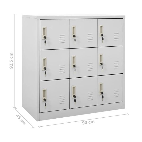 Заключващи се шкафове, 2 бр, светлосиви, 90x45x92,5 см, стомана