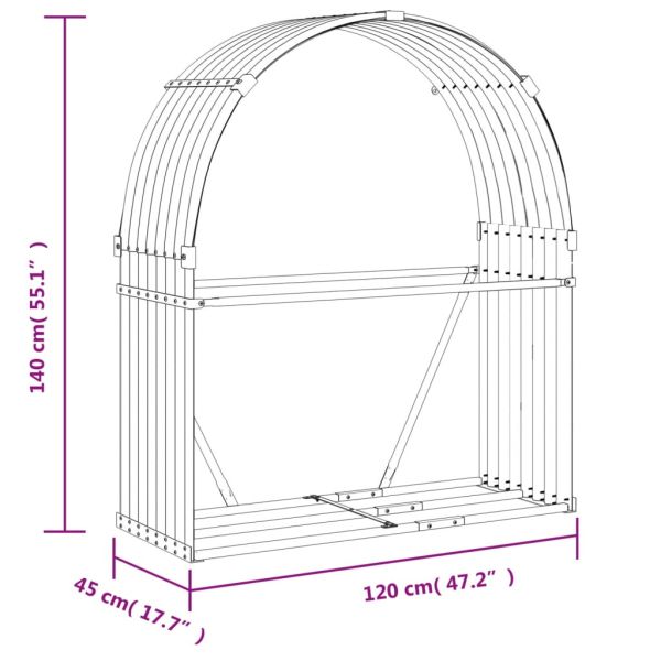 Държач за дърва, антрацит, 120x45x140 см, поцинкована стомана
