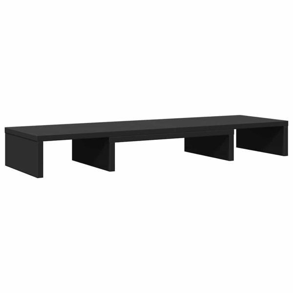 Повдигаща стойка за монитор черна 80x24x10,5 см инженерно дърво