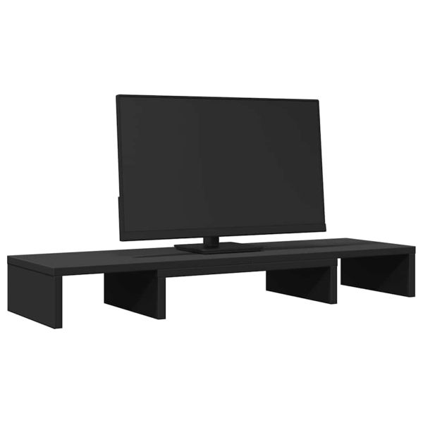 Повдигаща стойка за монитор черна 80x24x10,5 см инженерно дърво