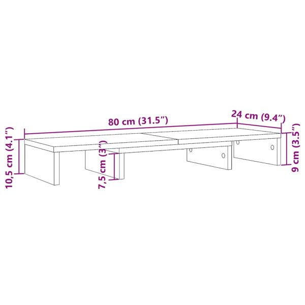 Повдигаща стойка за монитор черна 80x24x10,5 см инженерно дърво