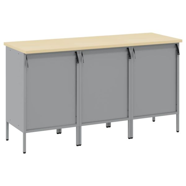 Работен кабинет с чекмедже 3 pcs Черен и Сив 150 x 55 x 85 см