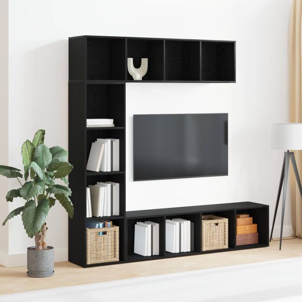 Рафт за книги 3 pcs Черния дъб 36 x 30 x 143 cm Инженерно дърво
