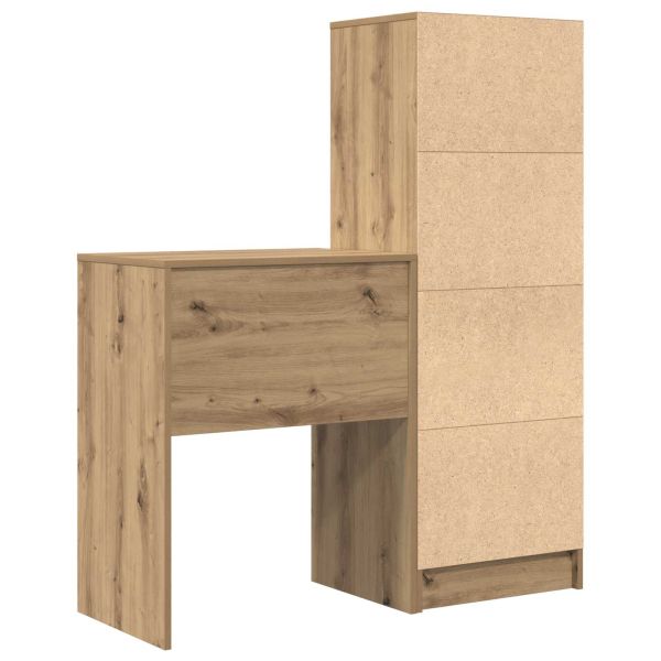 Бюро с чекмедже с рафт със съхранение 2 pcs Дъб