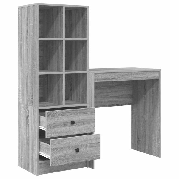 Бюро с чекмедже с рафт със съхранение 2 pcs Сив Сонома