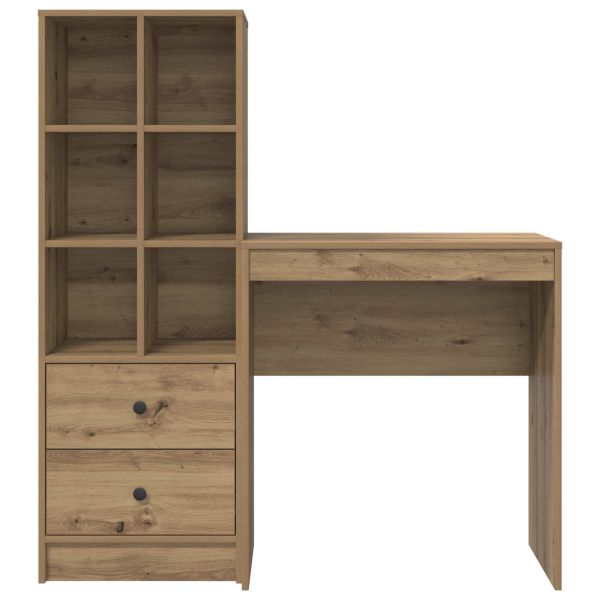 Бюро с чекмедже с рафт със съхранение 2 pcs Дъб