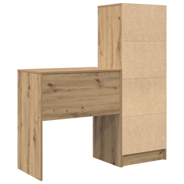 Бюро с чекмедже с рафт със съхранение 2 pcs Дъб