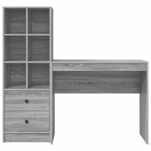 Бюро с чекмедже с рафт със съхранение 2 pcs Сив Сонома