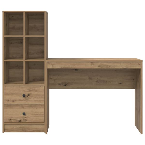 Бюро с чекмедже с рафт със съхранение 2 pcs Дъб
