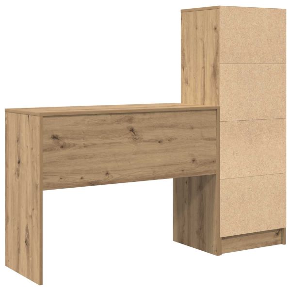 Бюро с чекмедже с рафт със съхранение 2 pcs Дъб
