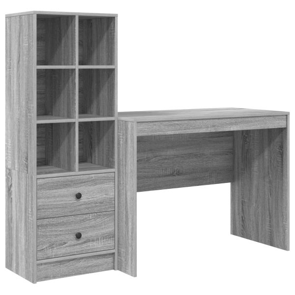 Бюро с чекмедже 2 pcs Сив Сонома