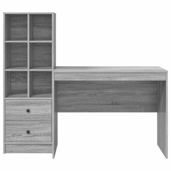 Бюро с чекмедже 2 pcs Сив Сонома