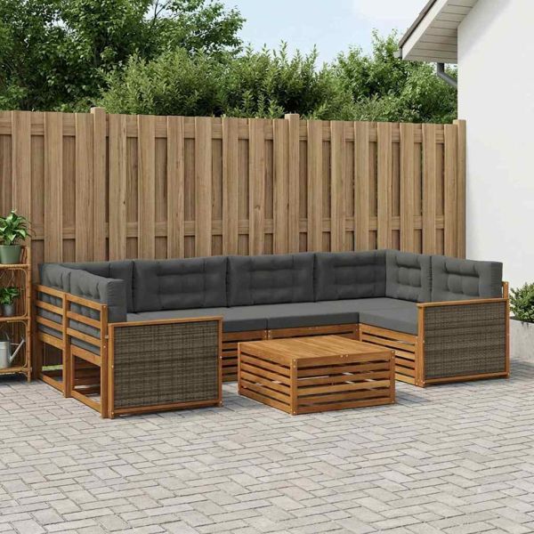 Комплект дивани за открито 7 pcs Натурален и Антрацит