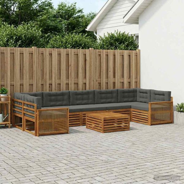 Комплект дивани за открито 8 pcs Натурален и Антрацит