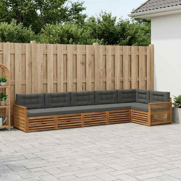 Комплект дивани за открито 6 pcs Натурален и Антрацит