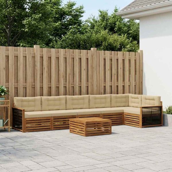 Комплект дивани за открито 7 pcs Натурален и Бежов