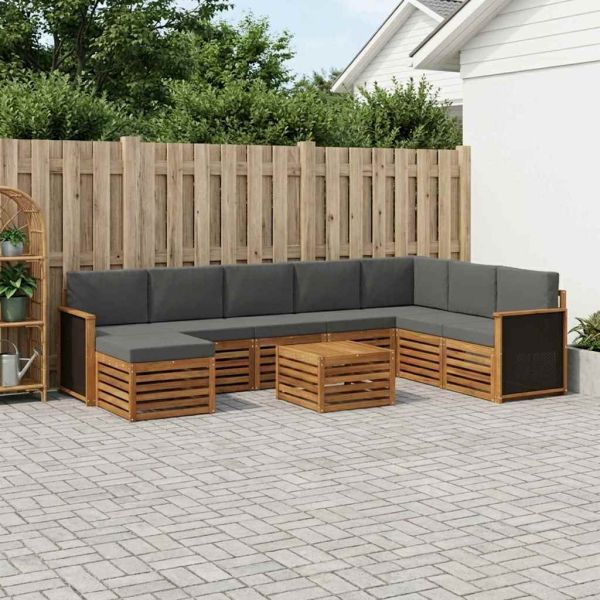 Комплект дивани за открито 7 pcs Натурален и Антрацит