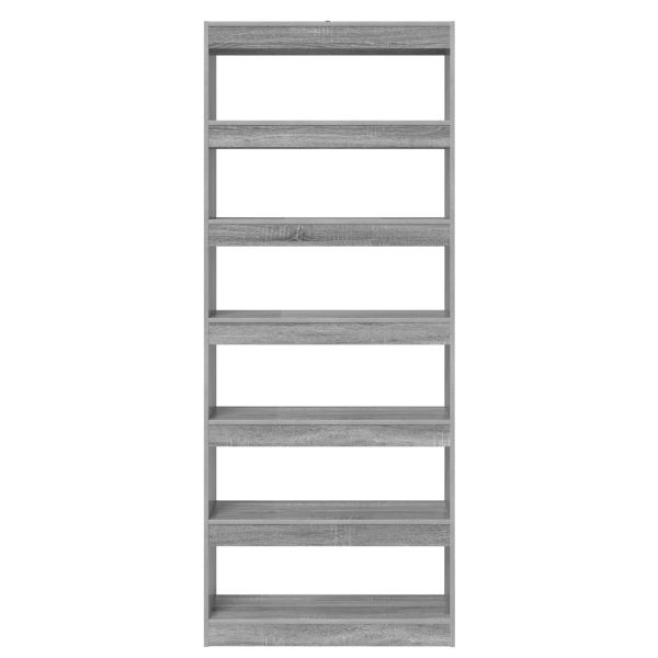 Шкаф за книги Сив Сонома 80 x 30 x 198 см Инженерно дърво