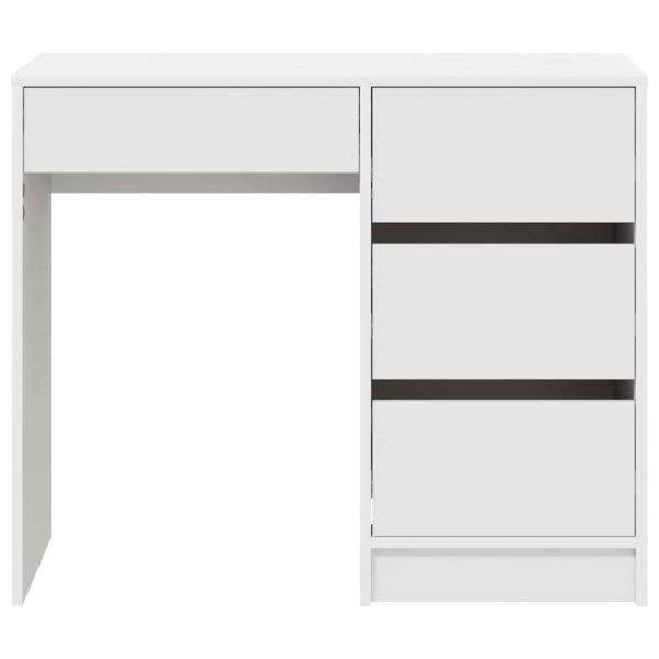 Бюро с чекмедже Бяло 90 x 37.5 x 75 см Инженерно дърво