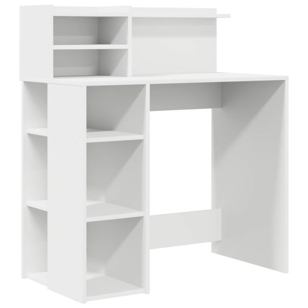 Бюро с рафт Бяло 90 x 48 x 101,5 см Инженерно дърво