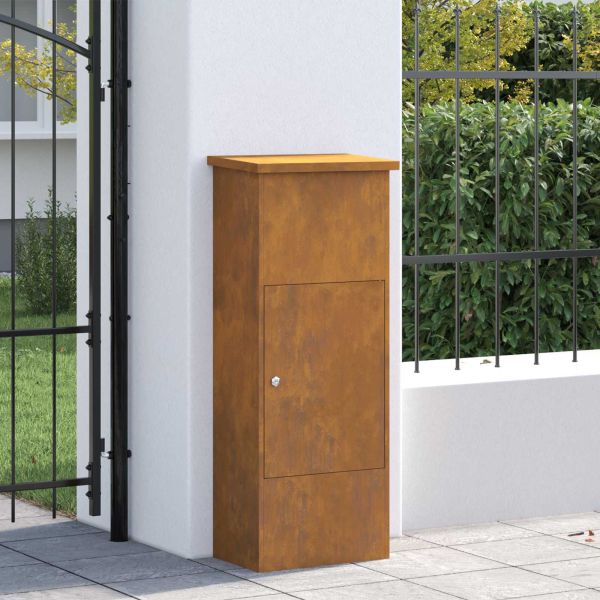 Пощенска кутия за пратки с врата Ръждясало 44,5 x 29 x 110,5 см