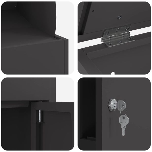 Пощенска кутия за пратки Черно 47.5 x 38 x 59 см Стомана